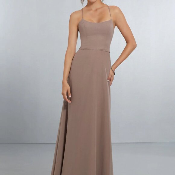 Mori Lee Criss-Cross Bridesmaid Dress in Desert Rose (Size 2) - Picture 5 of 6